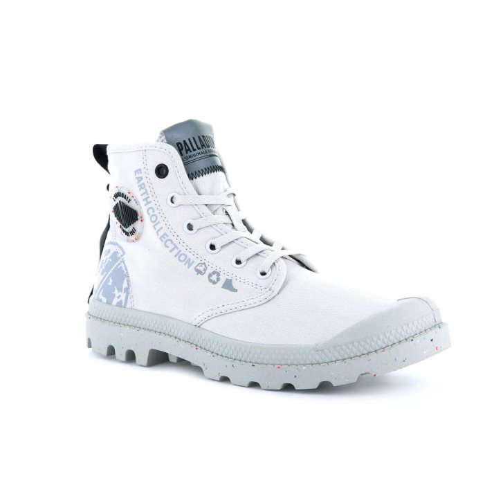 Palladium Pampa Organic Metro Men's Boots White | UK Q742-WLT